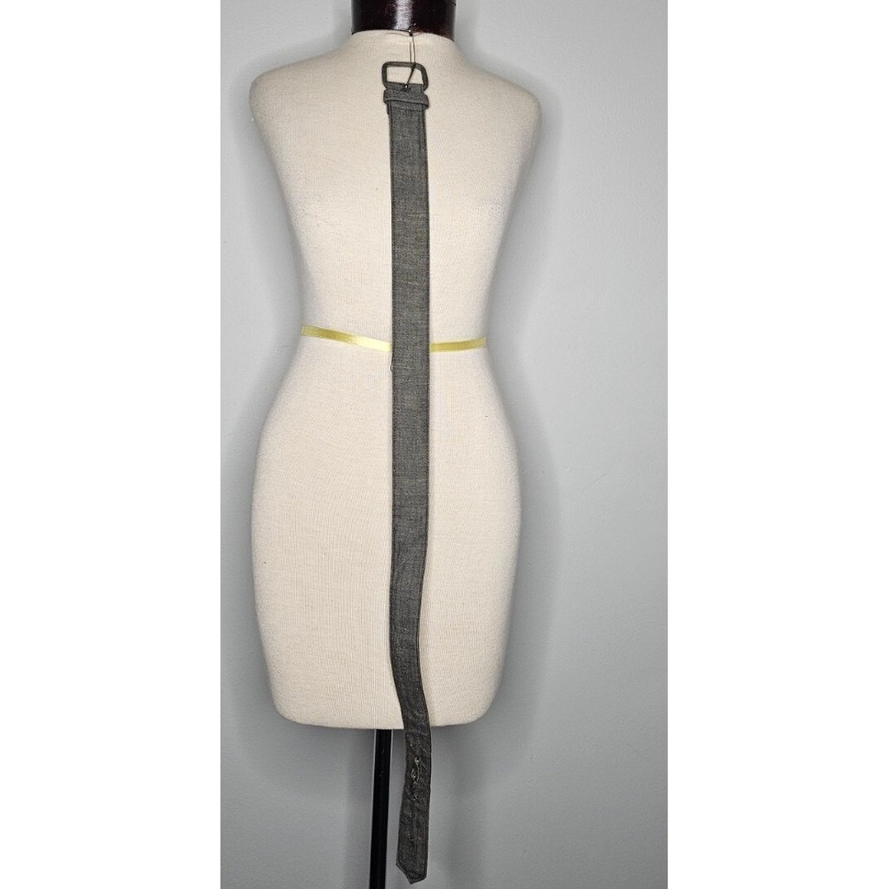Vintage 1950s Wide Grey Denim Belt Mid-Century Statement Buckle